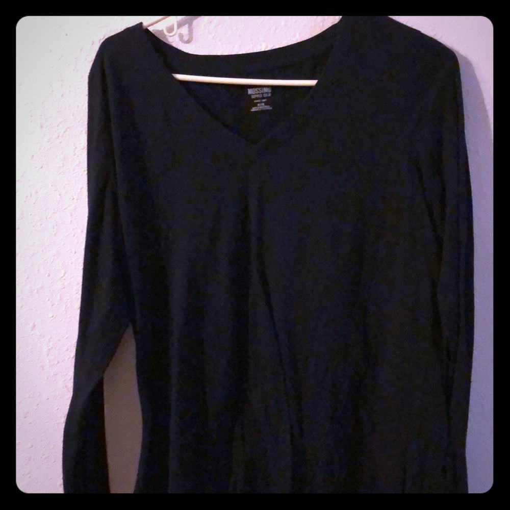 Black long sleeve V neck